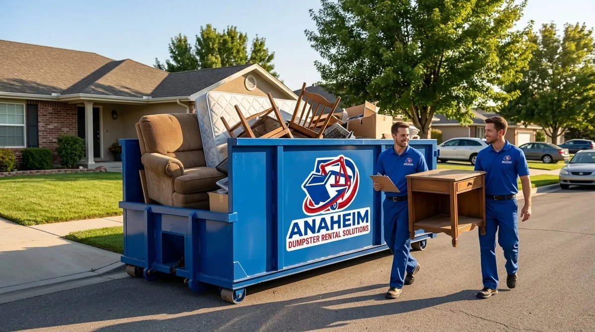 Construction dumpster on an Anaheim job site
