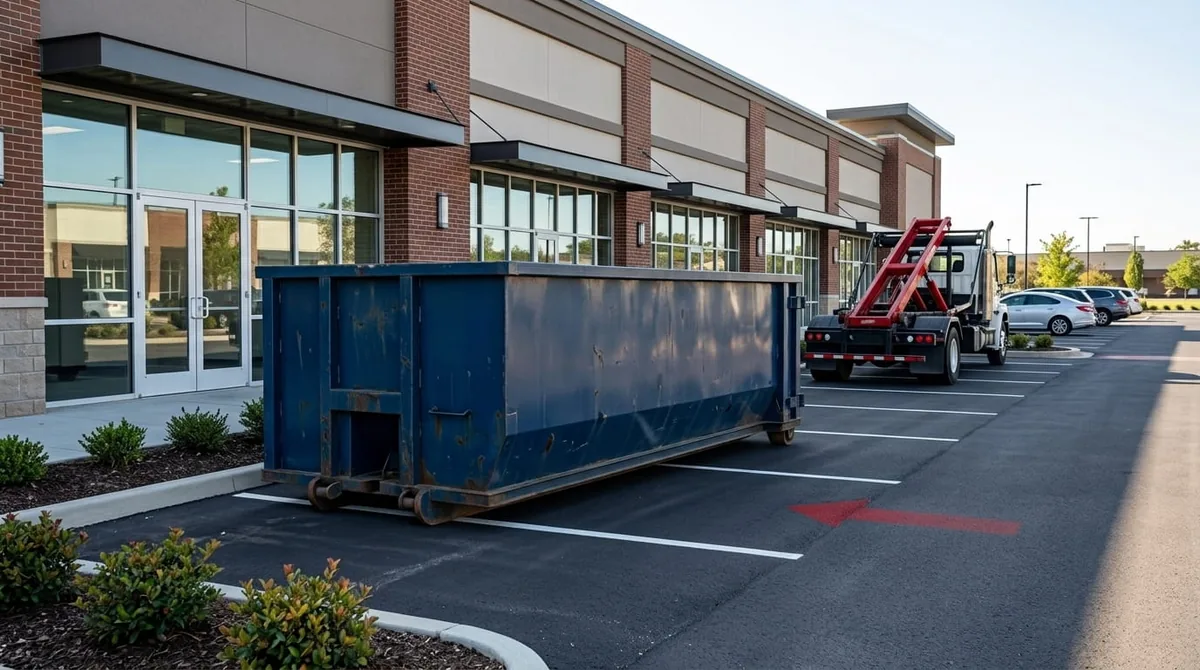 Anaheim Dumpster Rental Solutions roll-off truck delivering a dumpster
